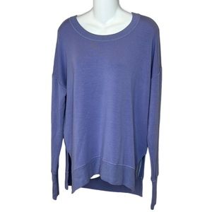 New Athleta Coaster Luxe Sweatshirt Oversized Purple Thumb Hole Cuff Size S Tall